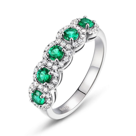 Planderful Jewelry Green Zircon Engagement Ring In Sterling Silver European American Style