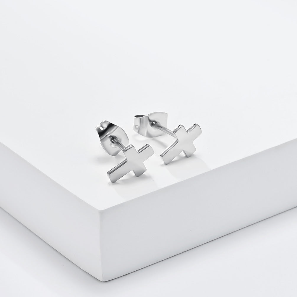 Planderful Titanium Steel Cross Earrings For Men And Women Trendy Minimalist Everyday Genie Jewelry