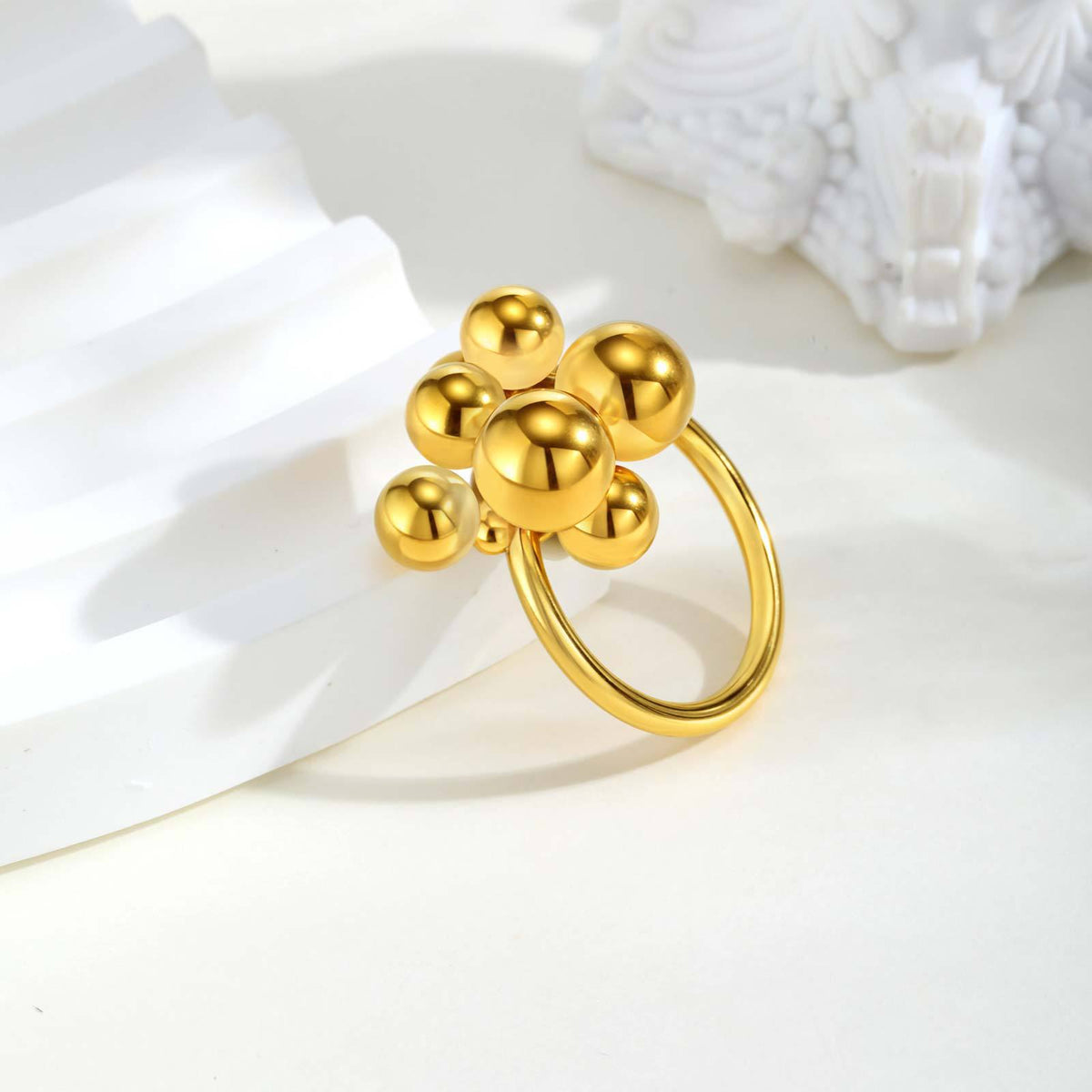 Stainless Steel Round Ball Small Round Bead Movable Grape String Stainless Steel Ring