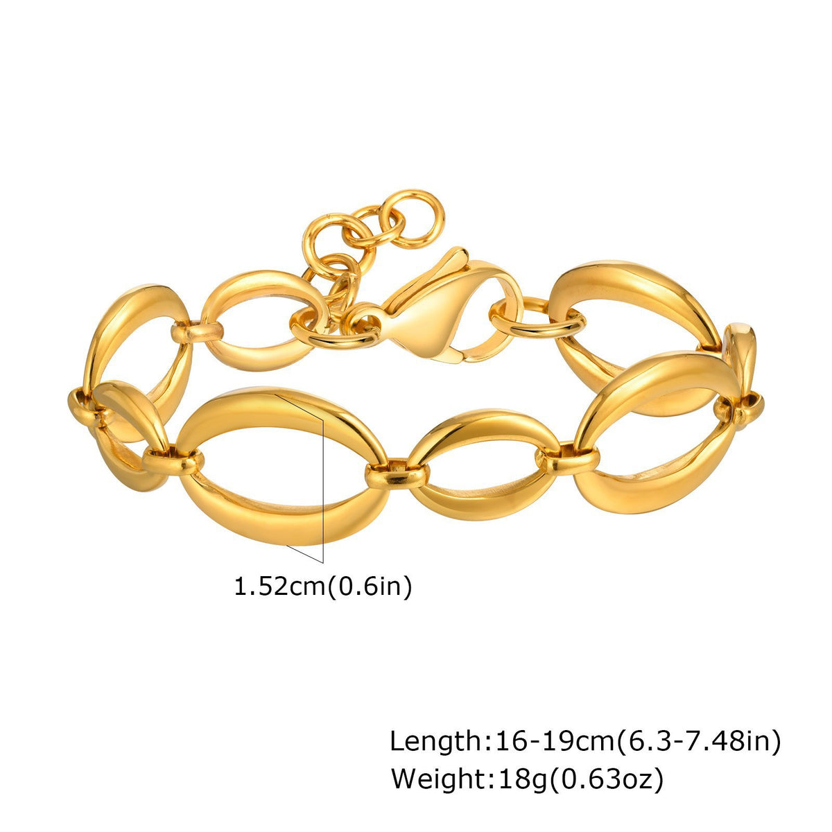 Thick Personalized Oval Big Stainless Steel Bracelet