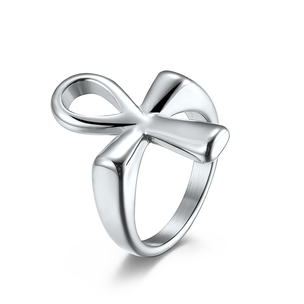 Steel Ring – Vintage Egyptian Anka Cross