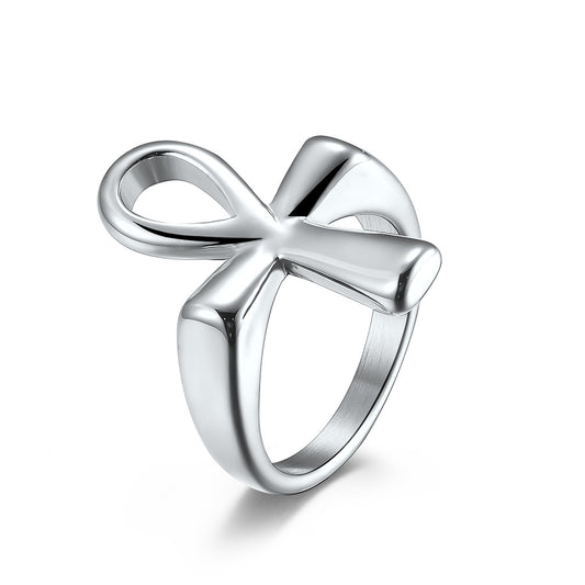 Steel Ring – Vintage Egyptian Anka Cross