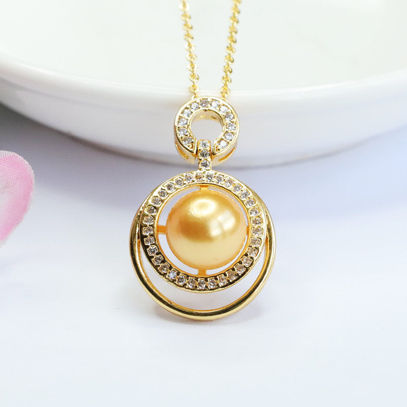Champagne Shell Pearl Openwork Pendant — No Chain