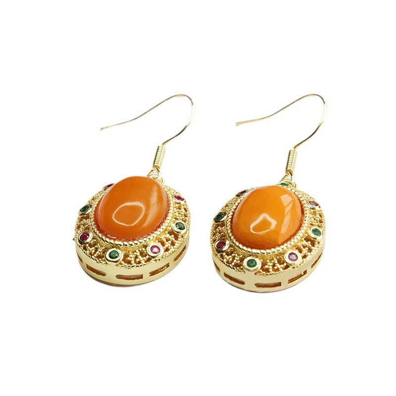 Vintage Beeswax Amber Drop Earrings
