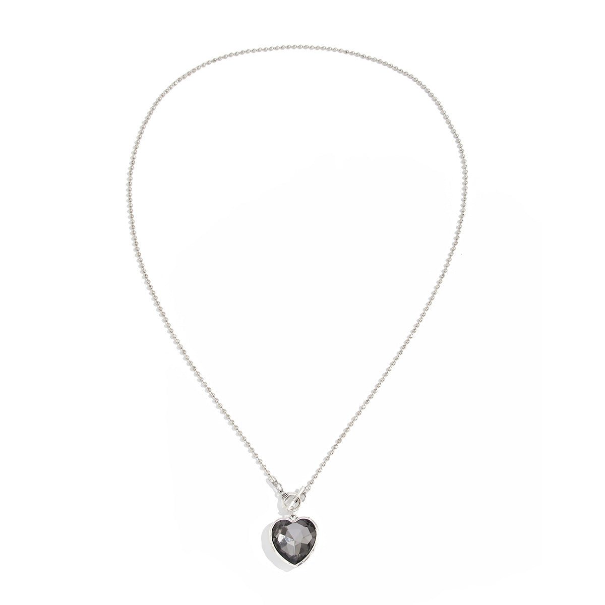 Heart & Cross Long Bead Chain Necklace