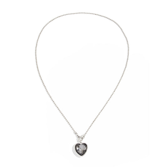 Heart & Cross Long Bead Chain Necklace