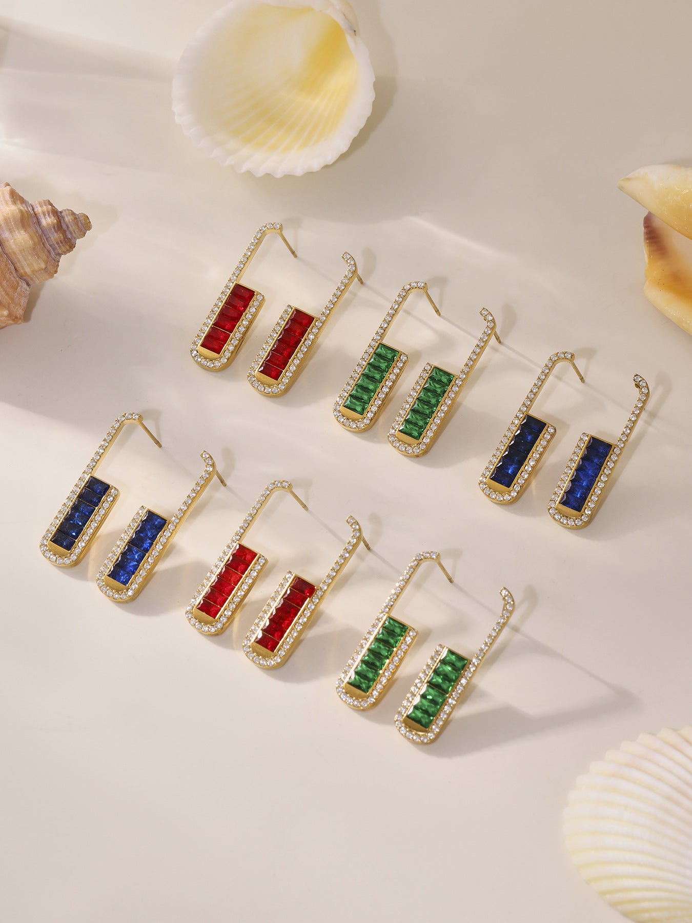 Planderful Zircon U Shaped Earrings Stainless Steel Ladies