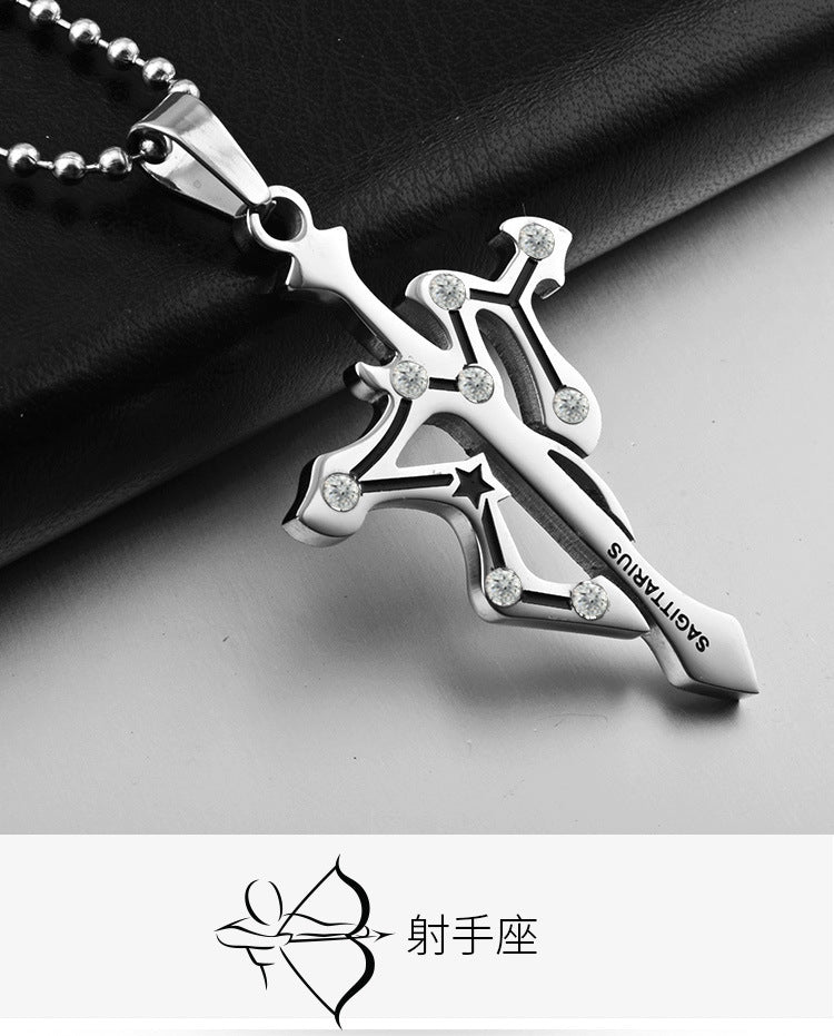 Crystal Zodiac Sign Pendant Necklace — 12 Signs