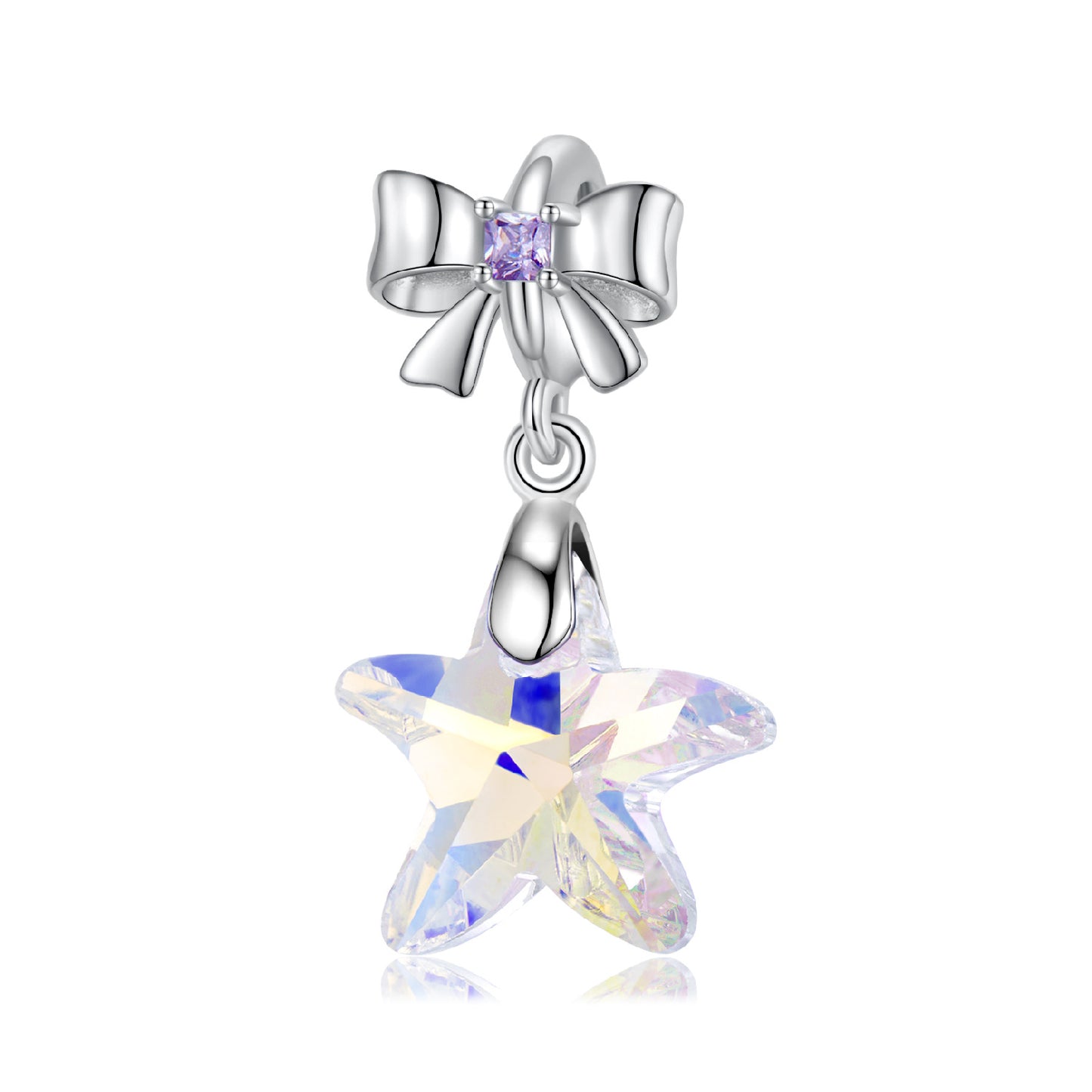 Planderful Jewelry Sterling Silver Bow Pendant Crystal