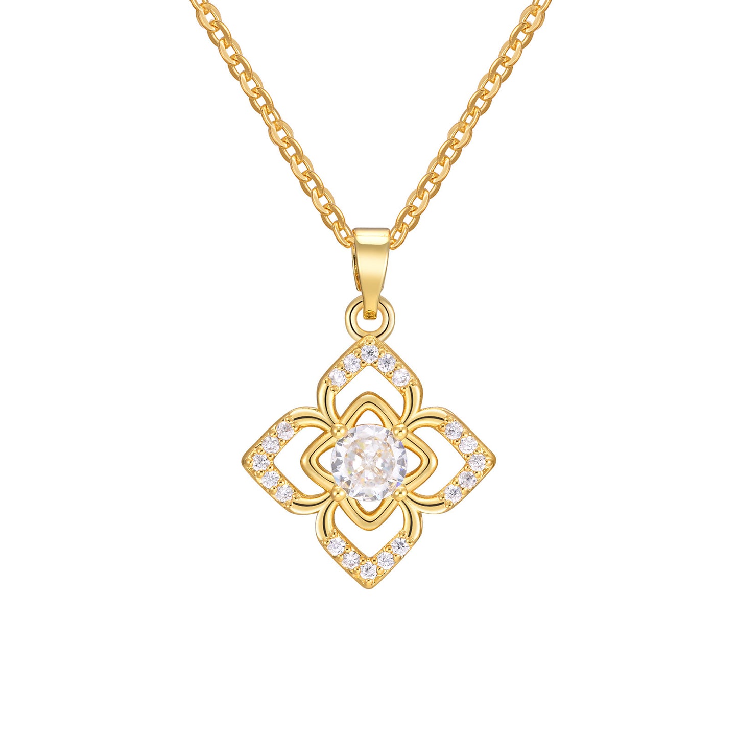 European And American Cross-Border Zircon Flower Necklace