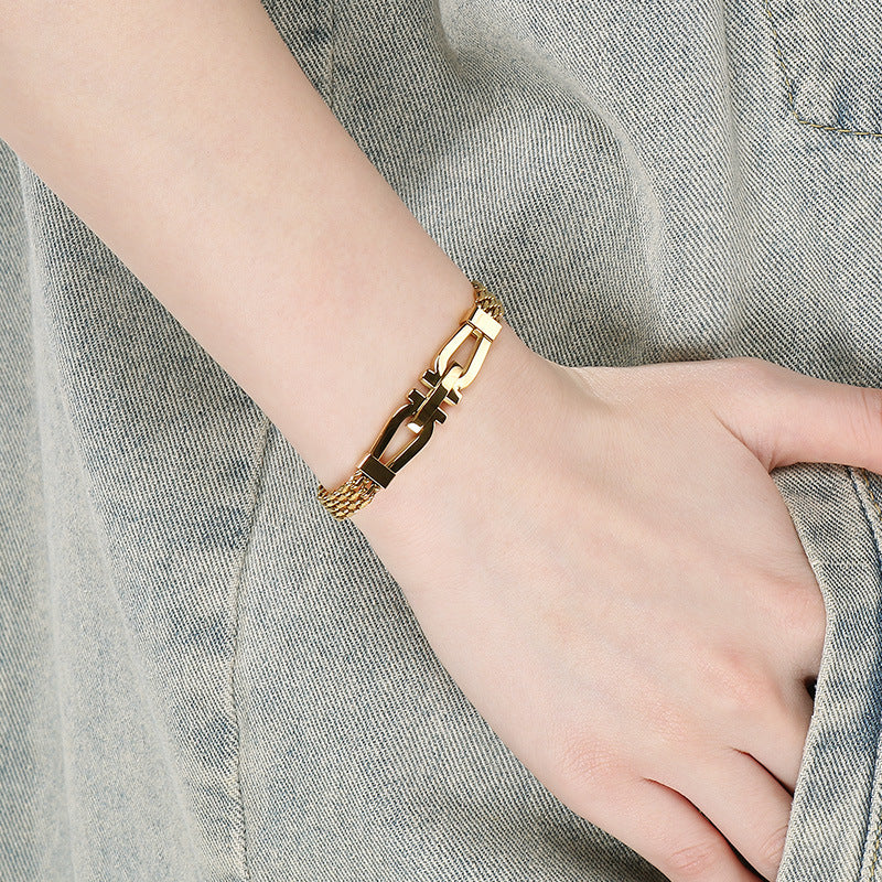 Style Adjustable Day Buckle Woven Bracelet – Daily Stainless Steel Cross Chain Men's