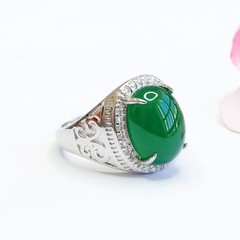 Green Chalcedony Sterling Silver Ring - Fortune's Favor Collection