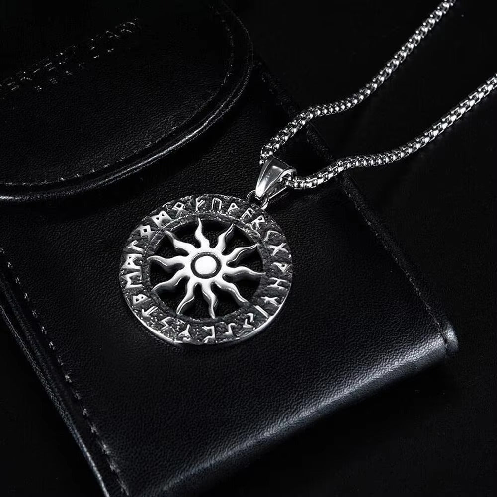 Viking Luhn Rune Stainless Steel Necklace For Men By Planderful Norse Legacy Durable Power Pendant