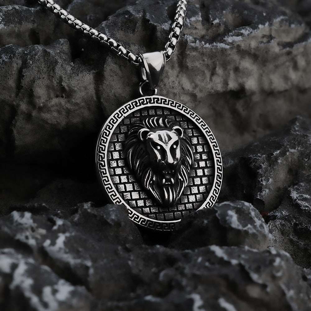 European And American Retro Stainless Steel Men's Pendant Personalized Lion Head Necklace