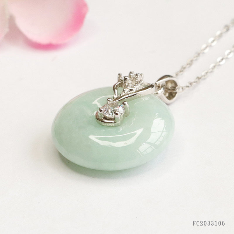 Jadeite Peace Buckle Silver Pendant — No Chain