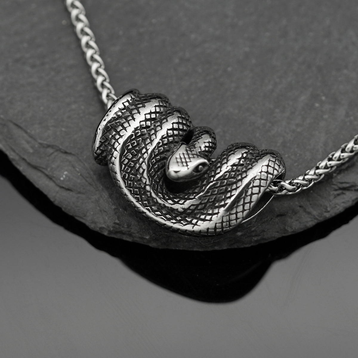 Vintage Snake Zodiac Stainless Steel Pendant Necklace