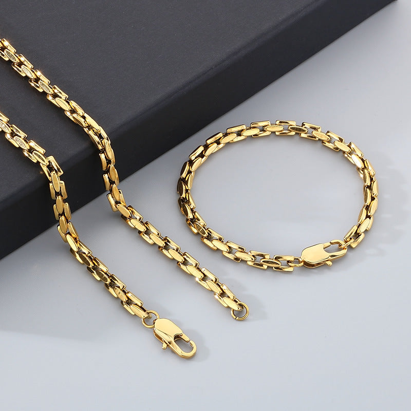 Lobster Buckle Bamboo Chain Bracelet Stainless Steel Men