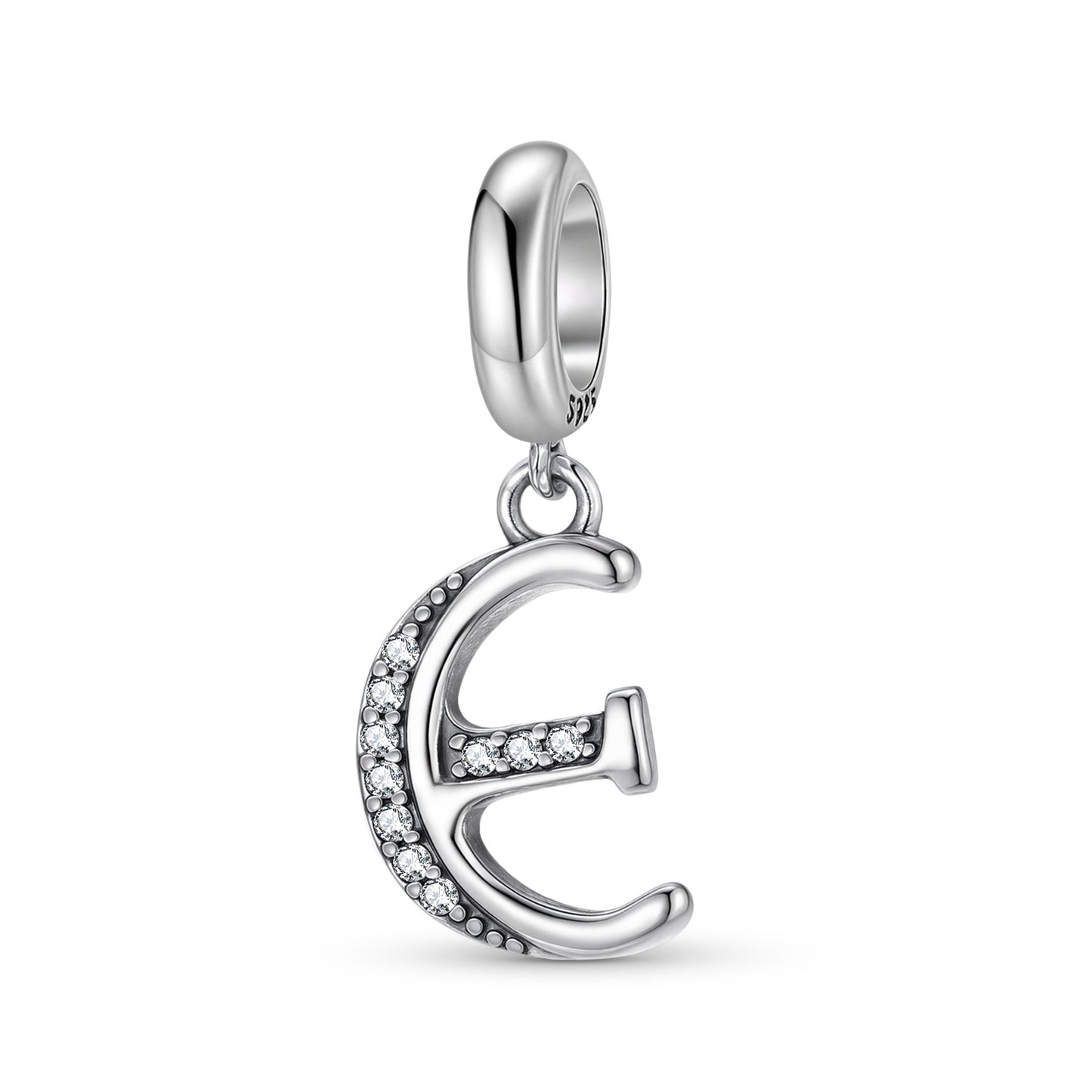Planderful Jewelry 26 Letter Sterling Silver Pendant With Zircon Inlays Necklace
