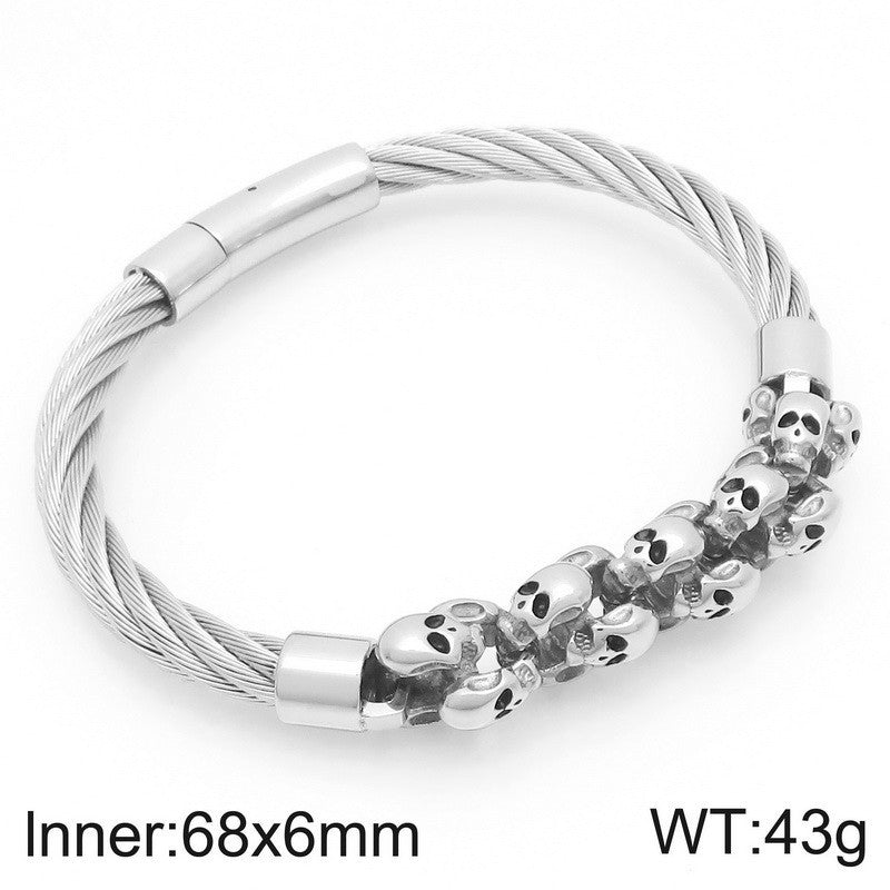 Titanium Steel Skull – Weiya Wire Steel Wire Layered Ghost Head Men's Bracelet