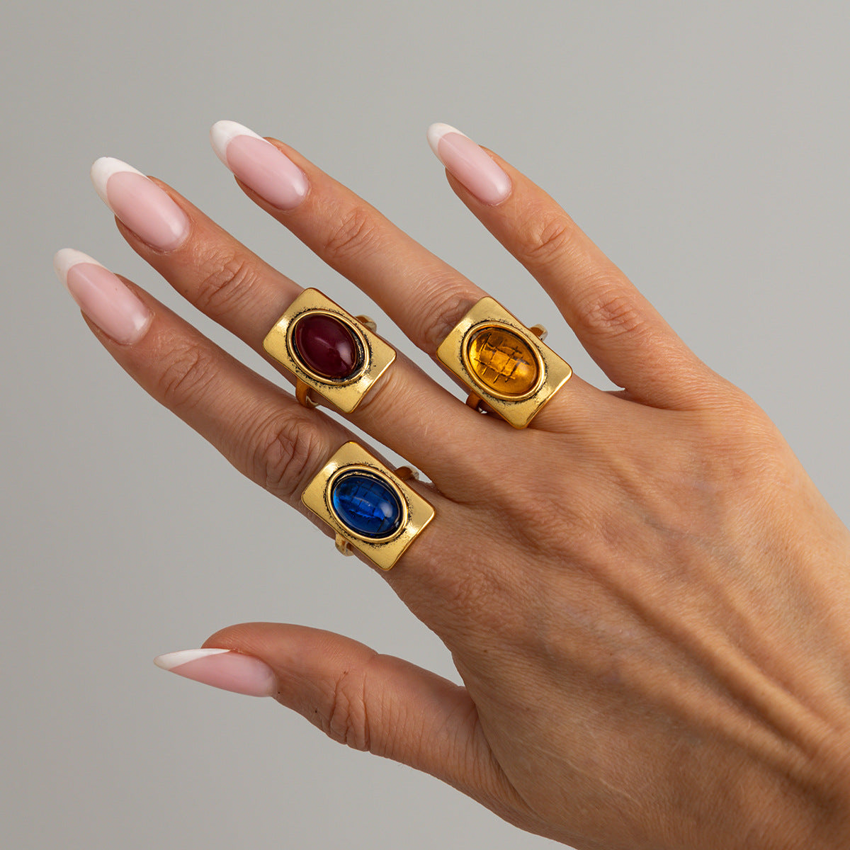 Planderful Vienna Verve Personalized Geometric Ring With Opening Colorful Faceted Zircon For Fashion Forward Women