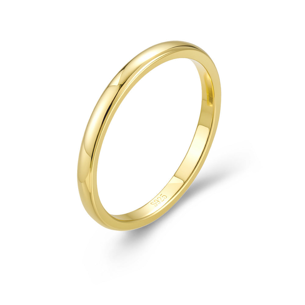 S925 Sterling Silver Plain Ring Gold-Plated Ring Classic Aperture Ring High Quality
