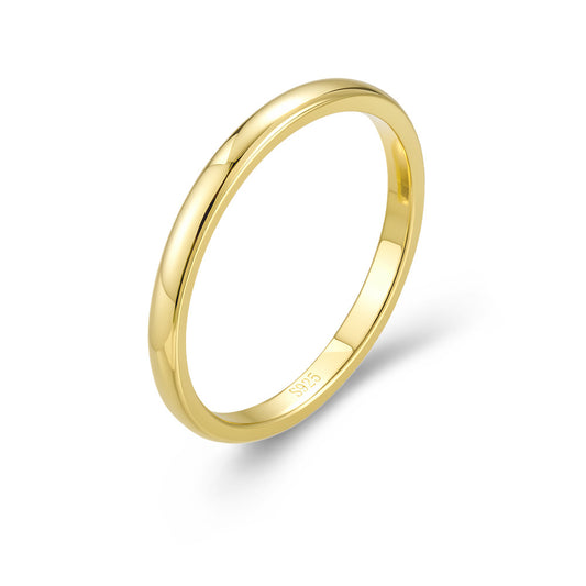 S925 Sterling Silver Plain Ring Gold-Plated Ring Classic Aperture Ring High Quality