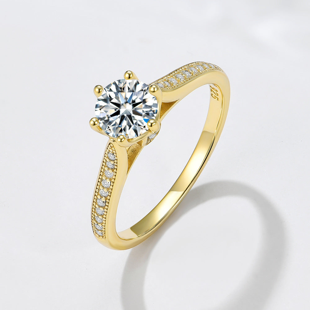Classic Six-Claw Zircon Ring S925 Sterling Silver Ring Birthday Gift Wedding Ring Jewelry