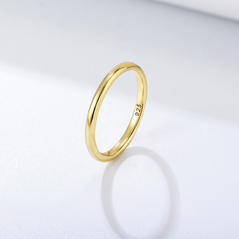Plain Ring, Sterling Silver Plated 14k Gold, Korean Minimalist Fine Tail Ring, Smooth
