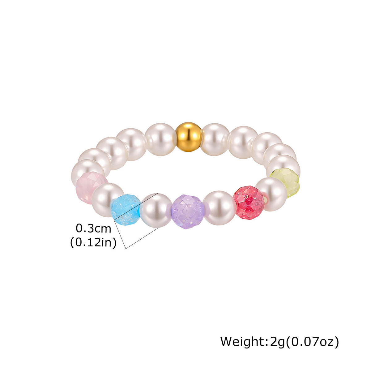 Summer Wear – Dopamine Sense Stainless Steel Imitation Pearl Multicolored Bead Ring