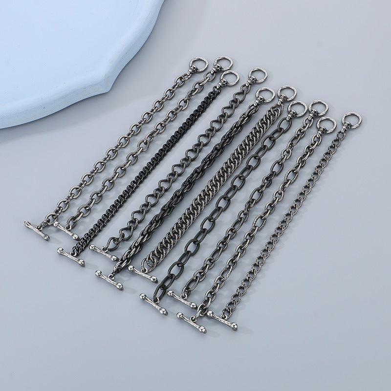 Punk Dark Wind Titanium Steel Bone Ot Buckle Bracelet – & Antique Unisex