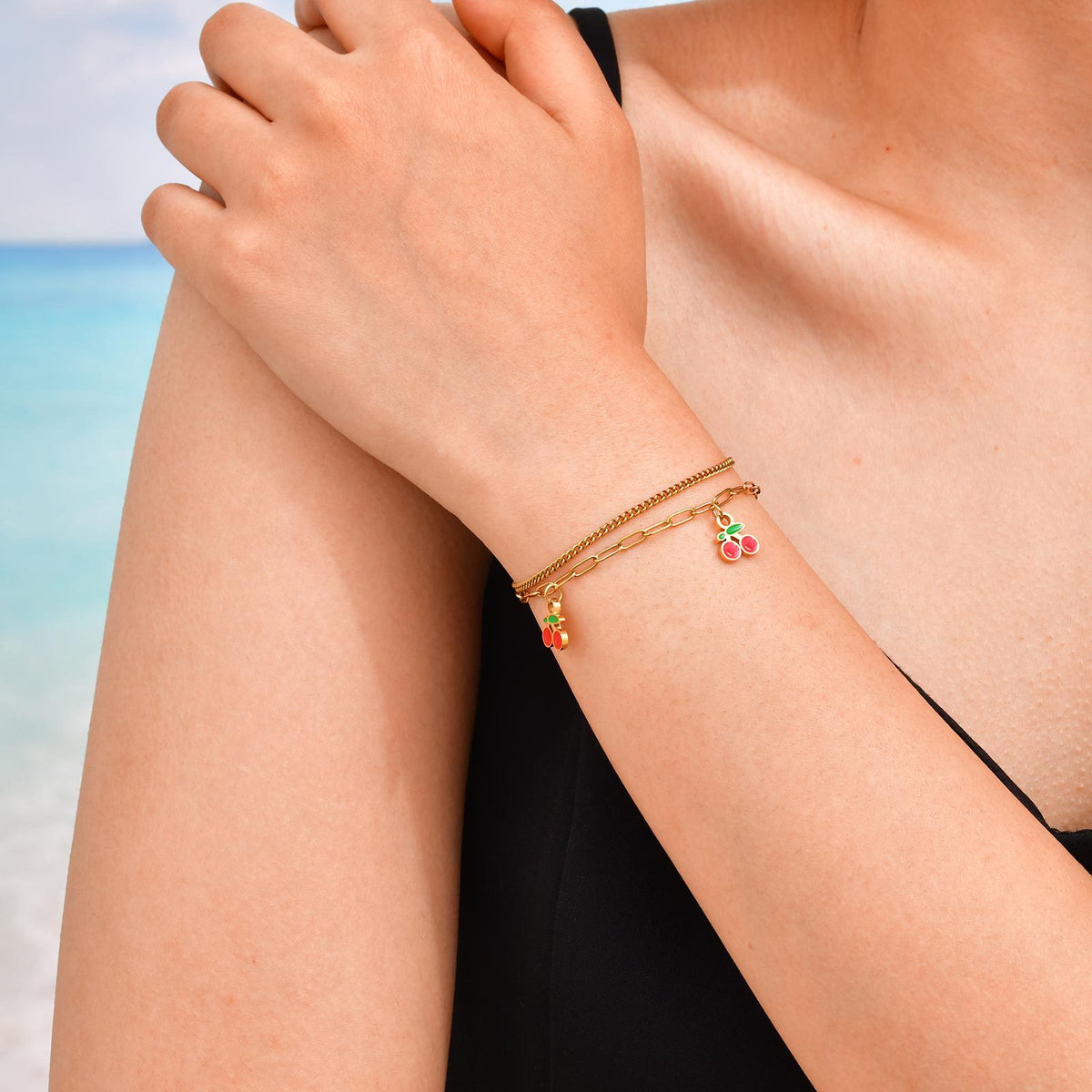 Girls Sweet Wind Double Stainless Steel Bracelet