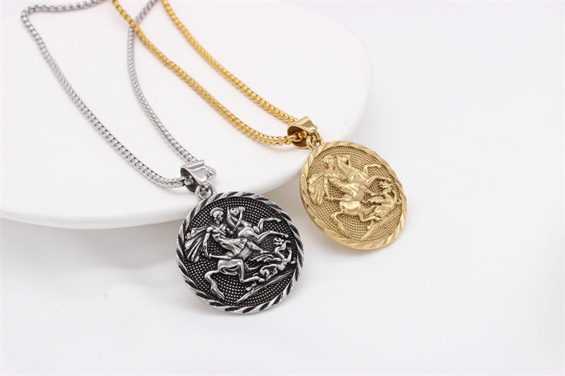 Titanium Steel Pendant For Men And Unisex Planderful God Of War Inspired Ancient Greek Knight Protection Statement