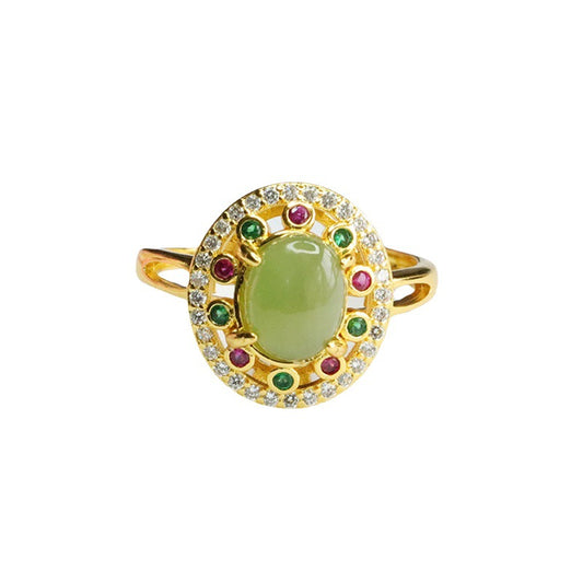 Hetian Jasper Vintage Cabochon Ring