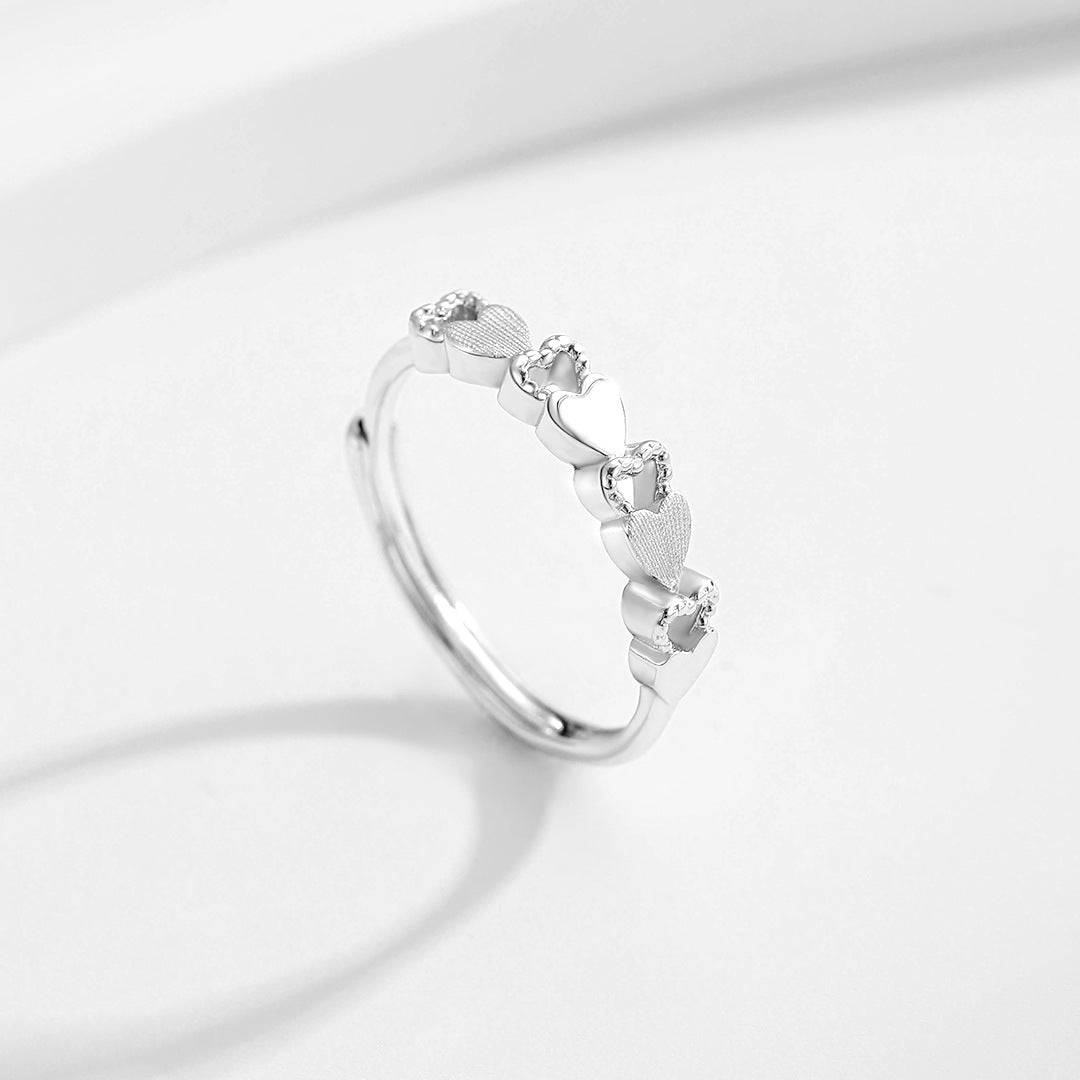 Planderful S925 Sterling Silver Love Ring For Women Adjustable Open Design Minimalist Chic