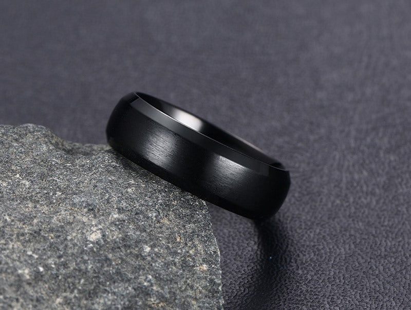 Glossy Ring 6mm Blue Gold Black Titanium Steel Ring Wholesale