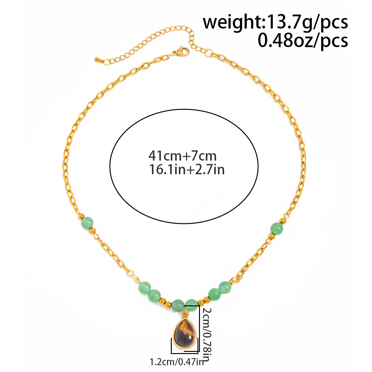 Vacation Gravel Pendant Beaded Collarbone Chain Retro Colored Gemstone Stainless Steel Neck Necklace