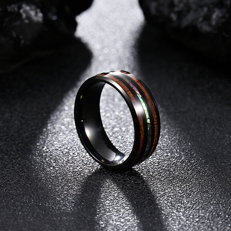 Natural Element Hawaiian Acacia Wood and Titanium Steel Men's Ring