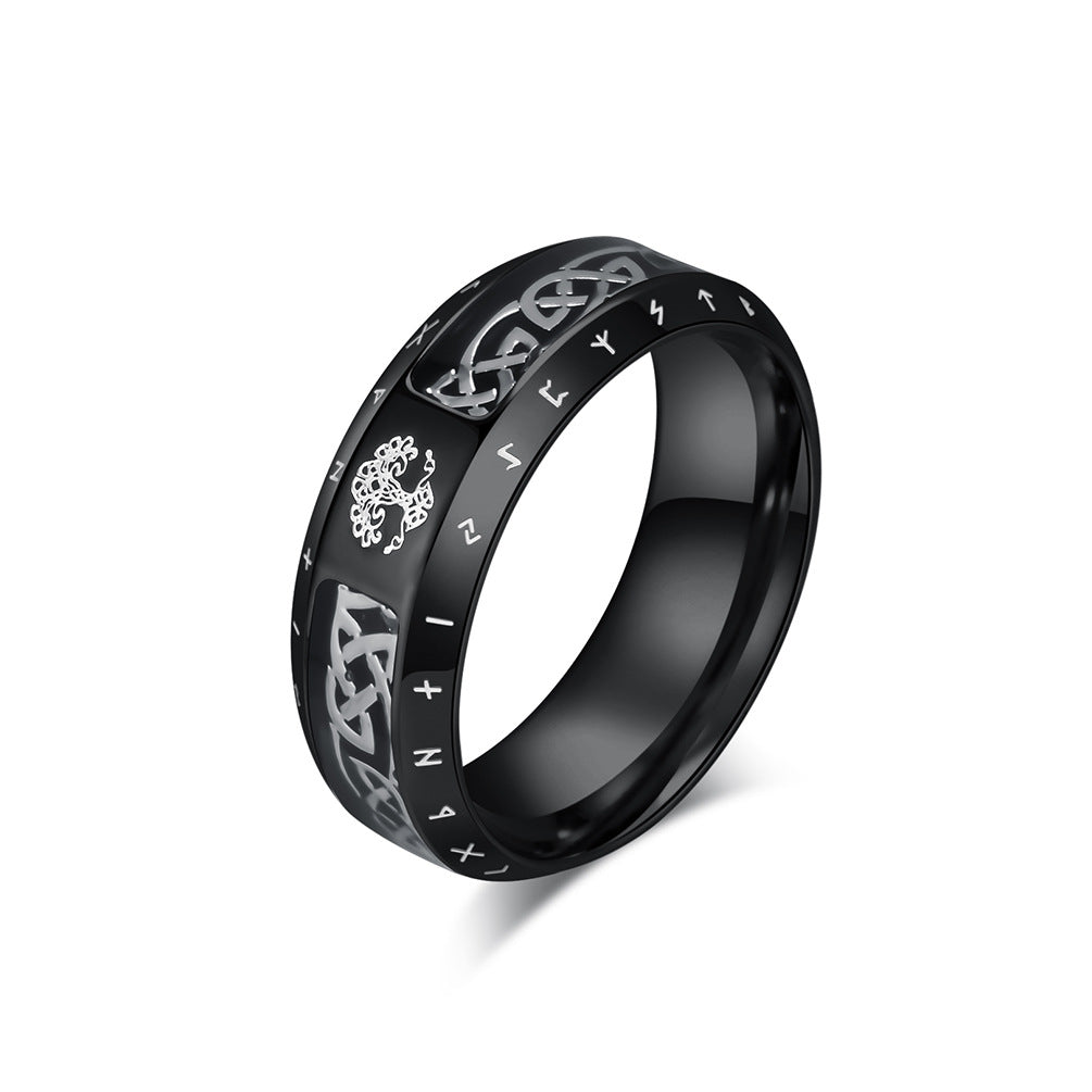 Cross-Border Retro Nordic Viking Stainless Steel Ring for Men