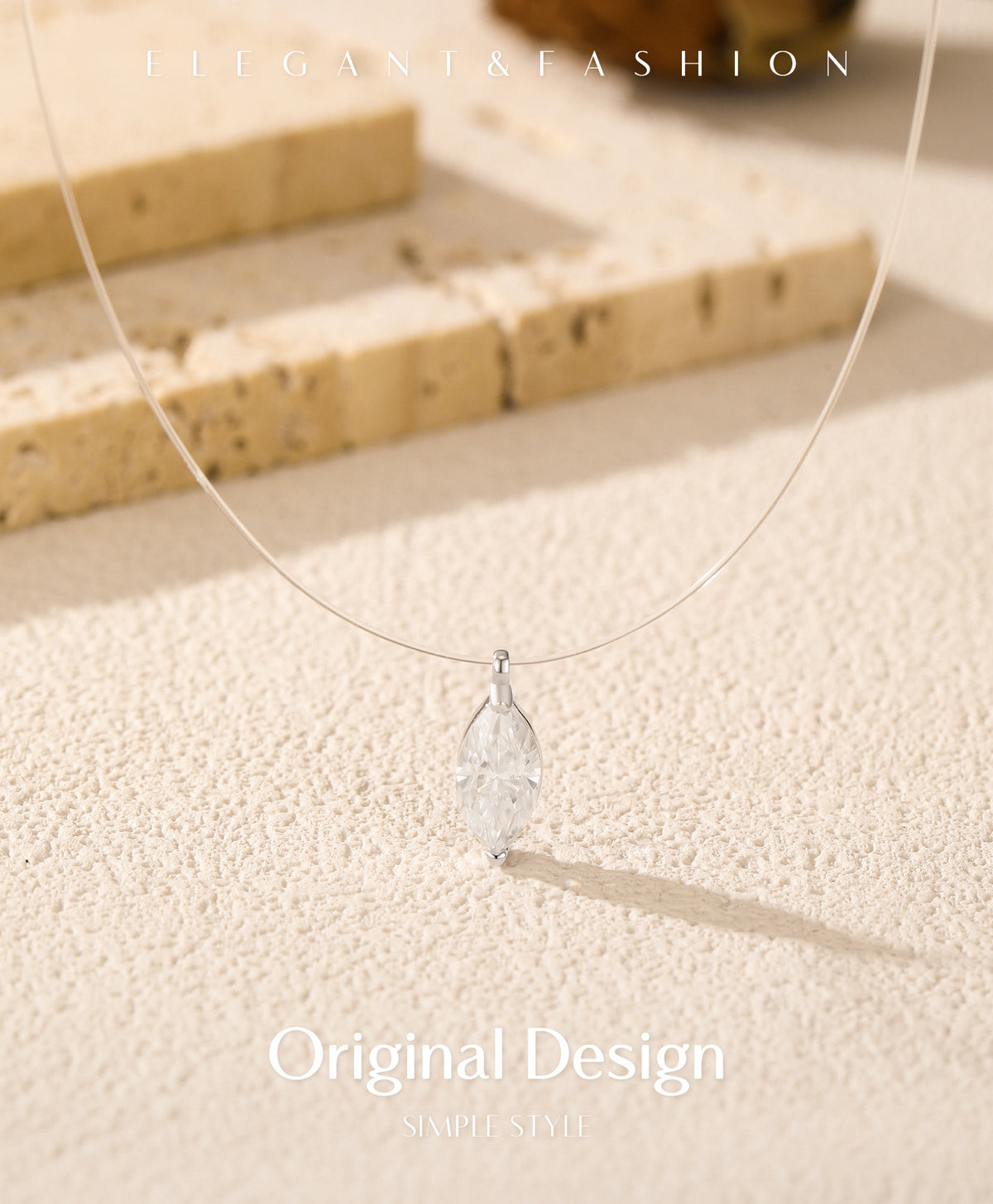 925 Sterling Silver Moissanite Floating Pendant Necklace
