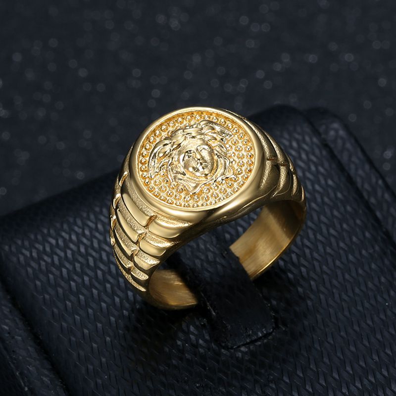 Planderful Medusa Ring For Men Gold Plated Steel Titanium Style Hip Hop Mythology Accessory