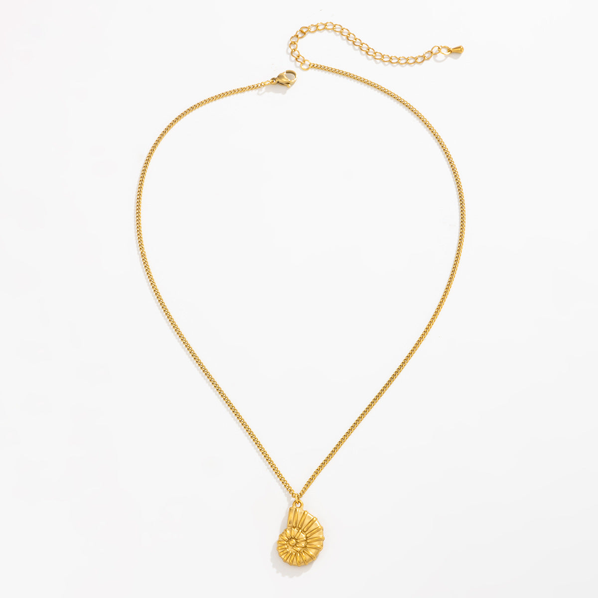 Stainless Steel Thin Chain Flower Collarbone Necklace Ocean Wind Conch Shell Star