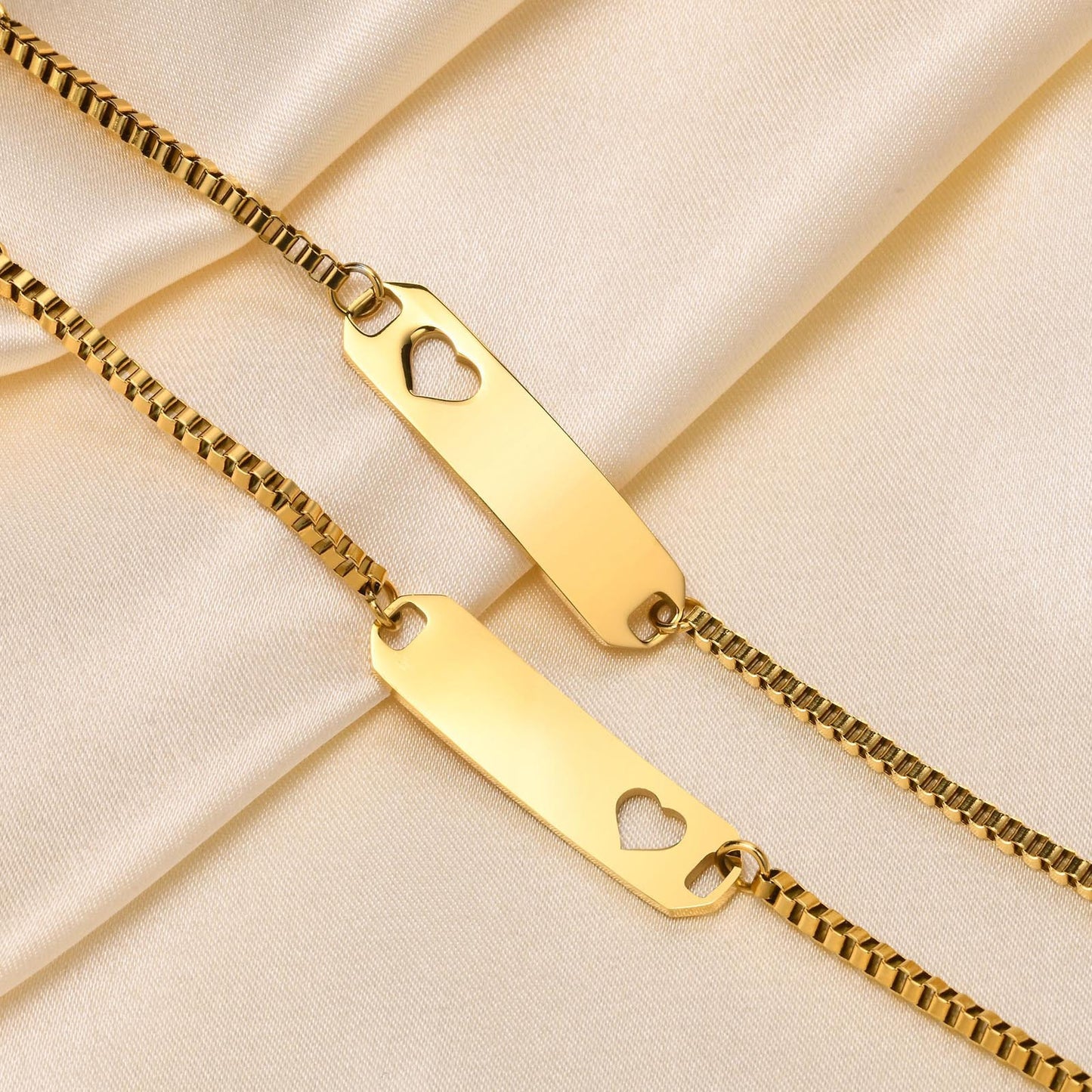 Personalized Simple Stainless Steel Curved Box Chain Bracelet