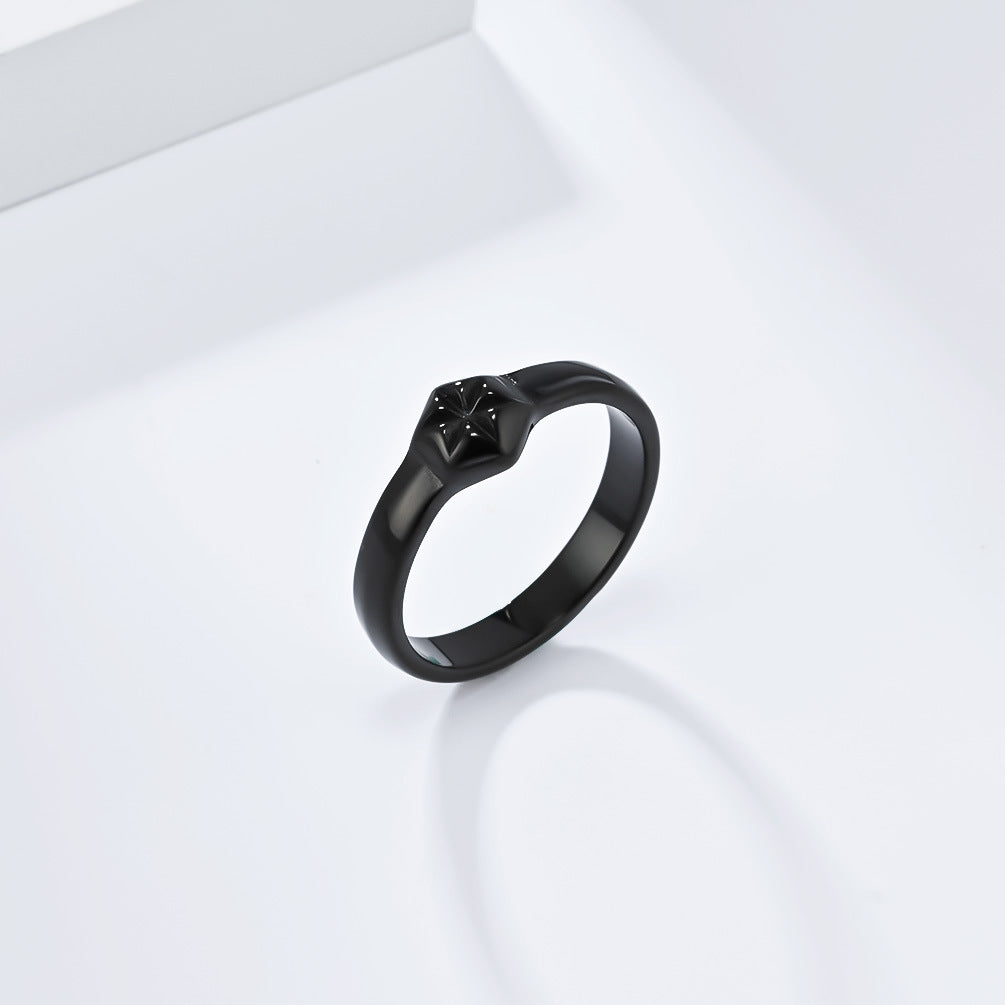 Planderful Hexagonal Titanium Steel Ring For Men And Women Durable High End Jewelry Couple Gift