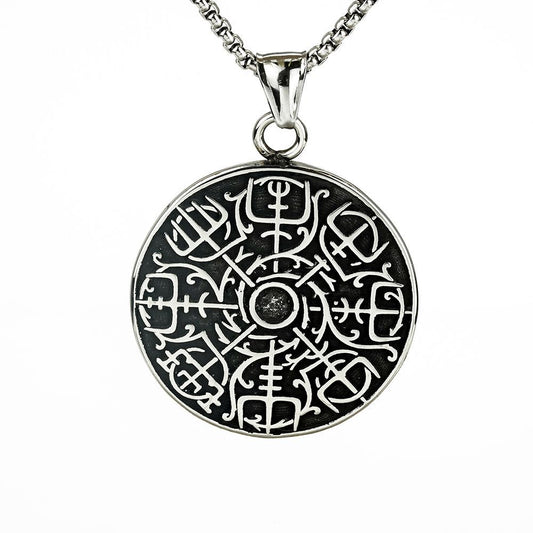 Nordic Vintage Stainless Steel Men's Pendant Viking Compass Necklace