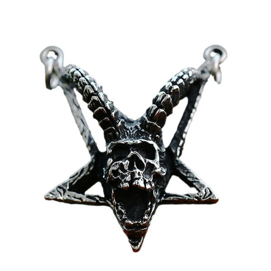 Retro Titanium Steel Pentagram Sheephead Pendant for Men - Cross-Border Punk Style