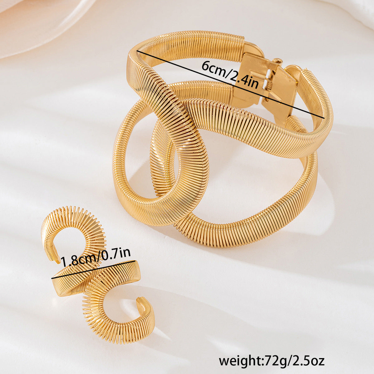 Exaggerated Alloy Bracelet Ring Set for Women by Planderful