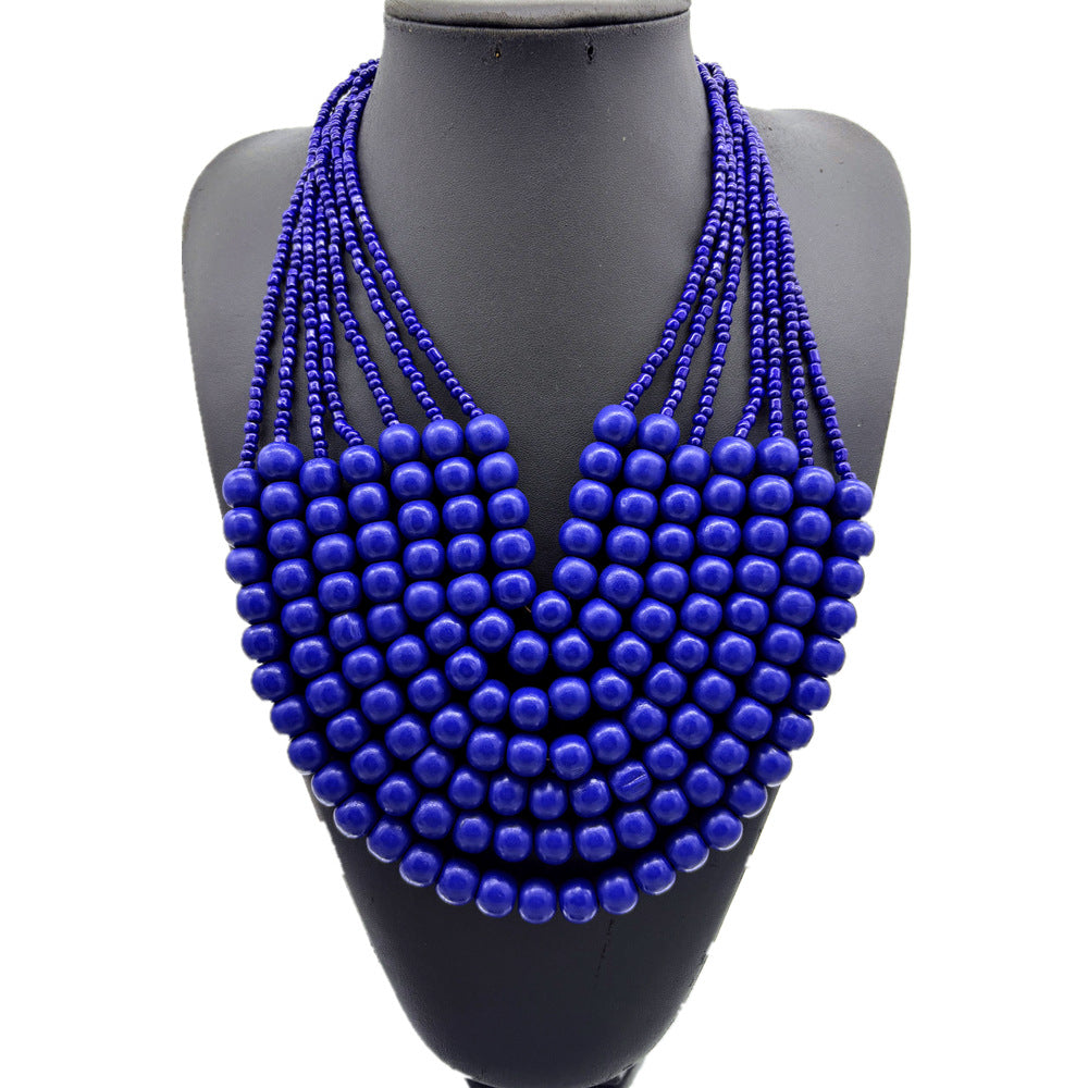 Planderful Savanna Rhythms Necklace – Exaggerated Multi-Layer Wood Bead Design