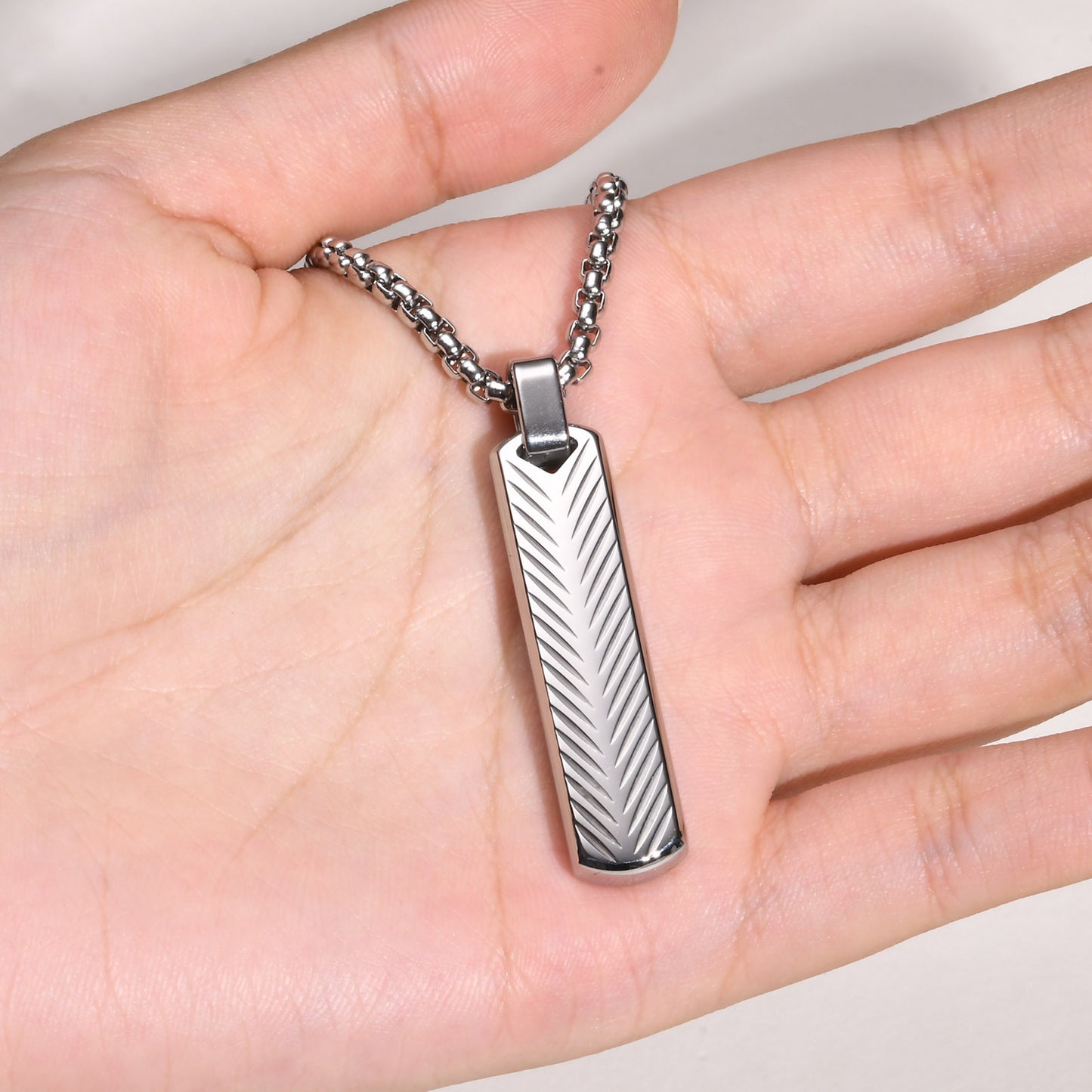 Geometric One-Word Strip Titanium Steel Flower Pendant for Men