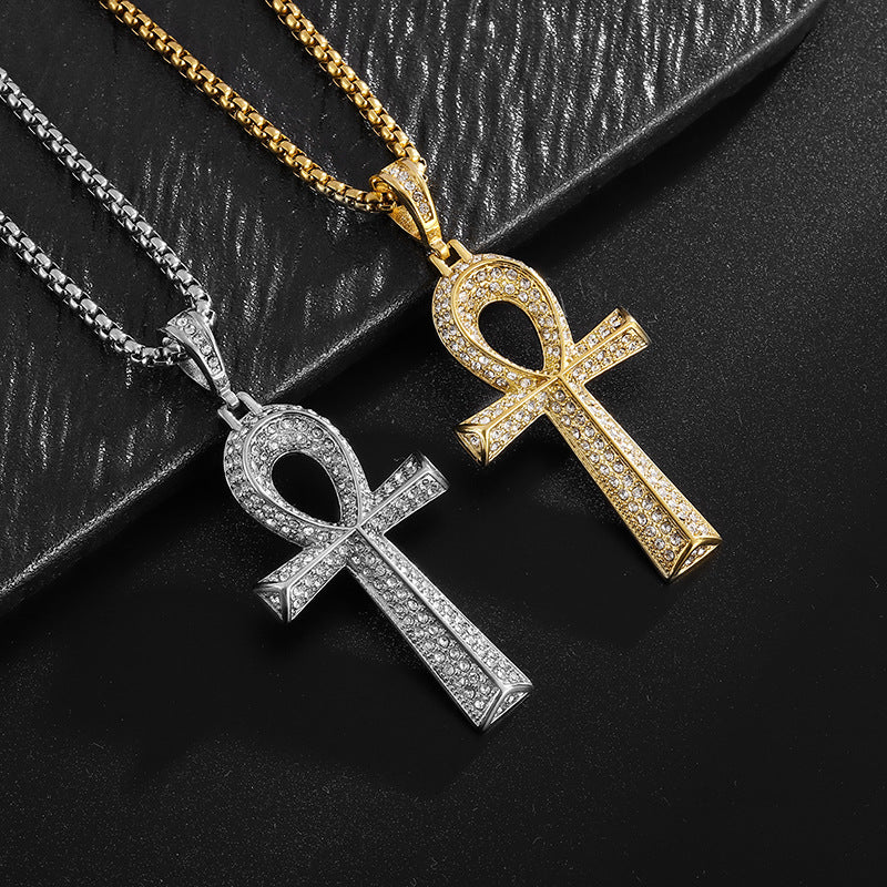 Planderful Everyday Genie Anka Pendant Necklace Stainless Steel Gold Plated Rhinestone For Women