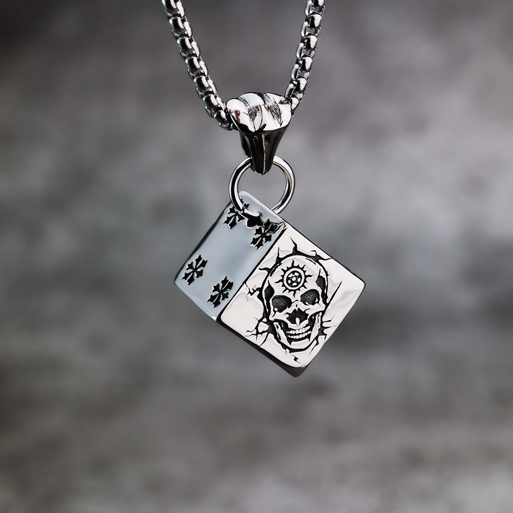 Cross-Border Pendant Square Skull Jewelry Necklace for Men